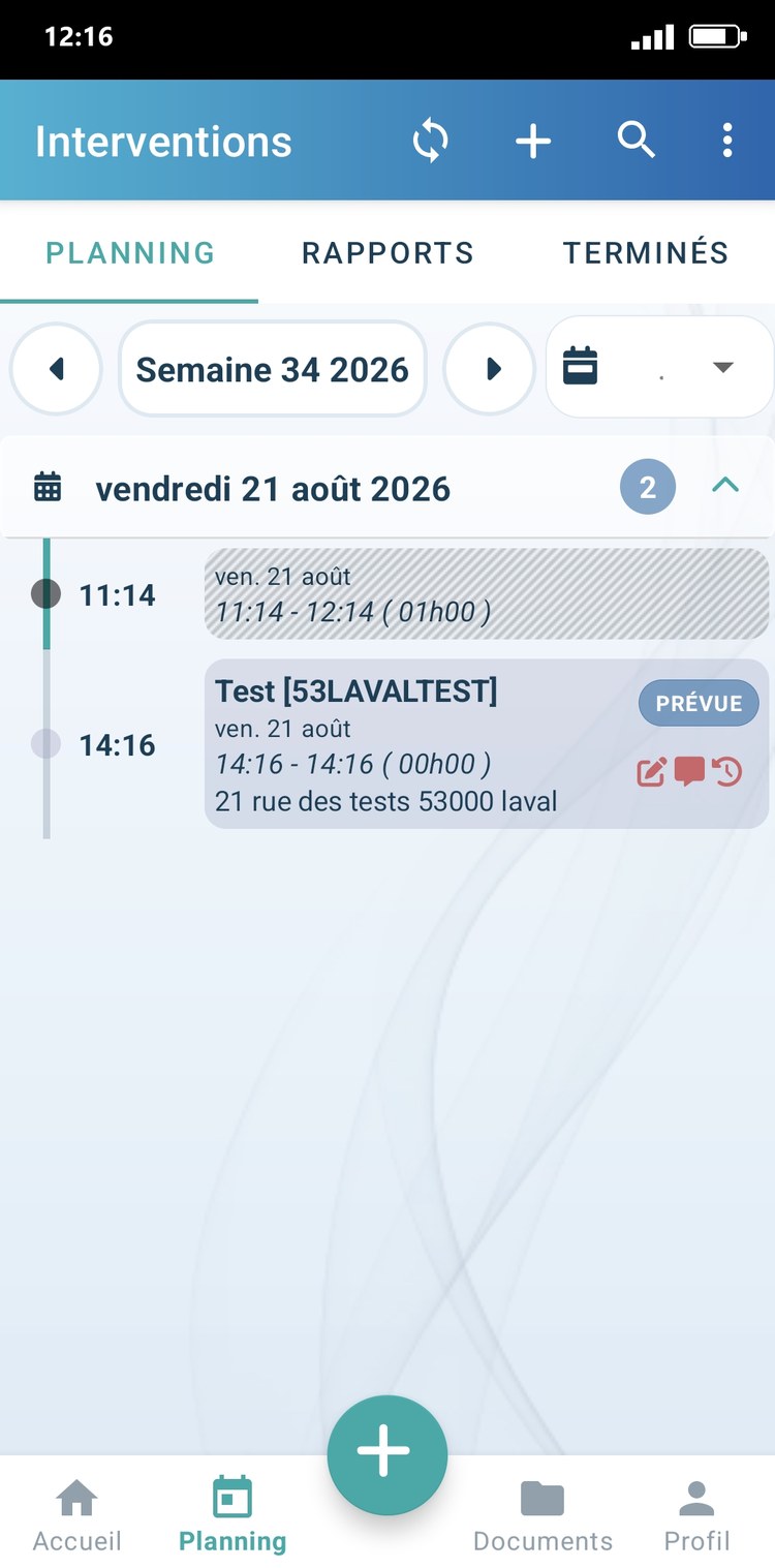 Oskala App - Vue planning des missions